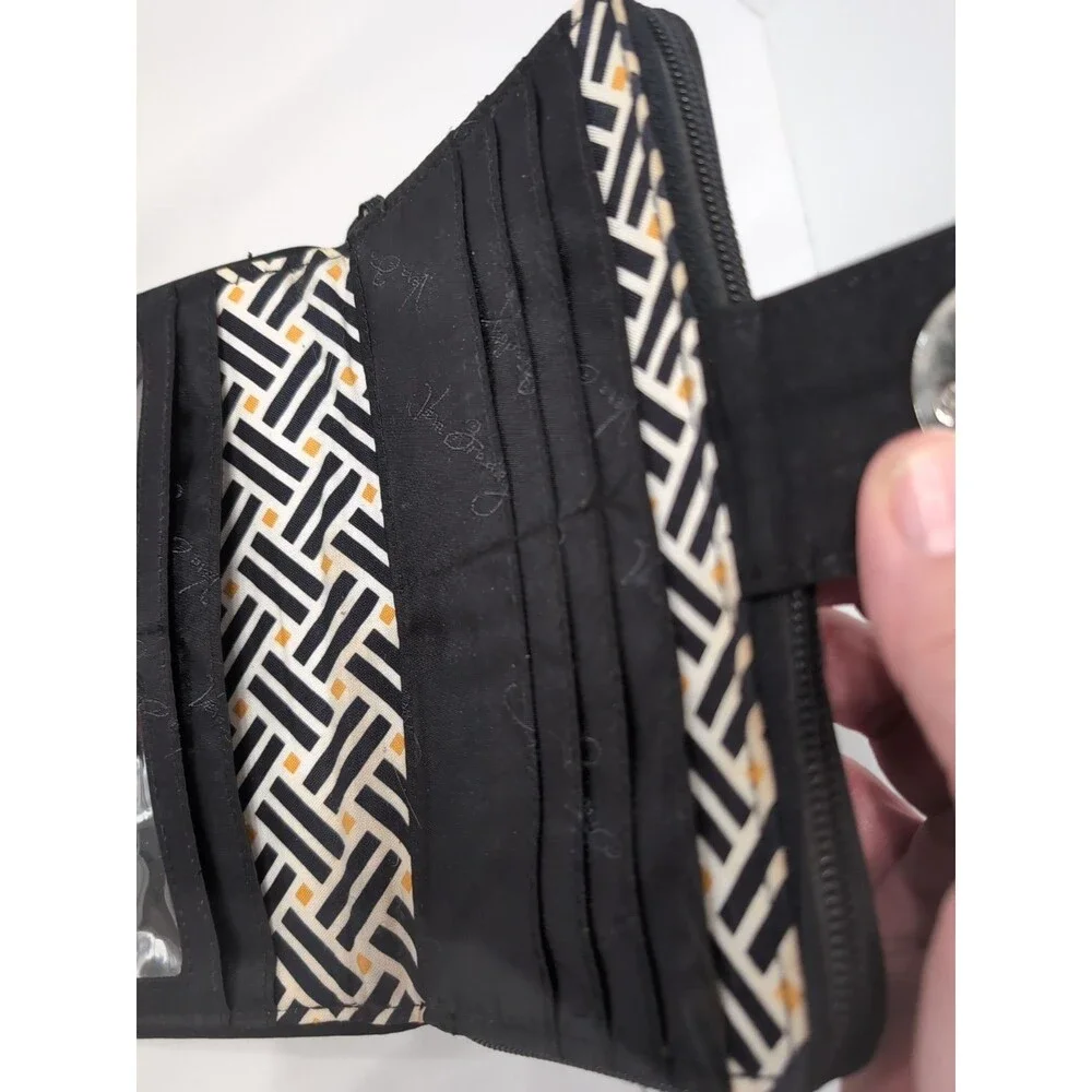 VERA BRADLEY RFID Zip around Turnlock WALLET Credit Cards ID BLACK - Picture 7 of 11